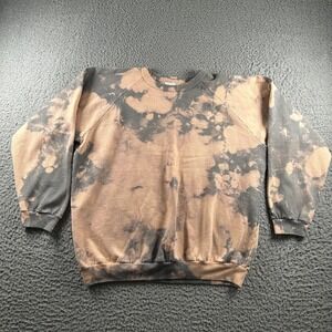 Vtg 90's Alore Sweatshirt Size XL Bleached Tie Dye Crewneck Gray Pink Pullover